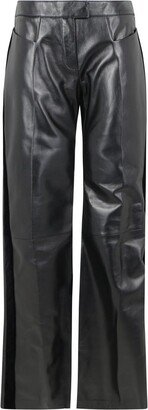 Pressed Crease Flared Leather Pants