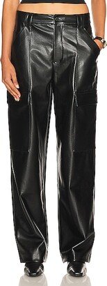 Helsa Waterbased Faux Leather Cargo Pant in Black