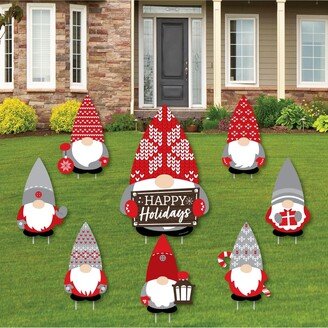 Big Dot Of Happiness Christmas Gnomes - Outdoor Lawn Decor - Holiday Party Yard Signs - Set of 8