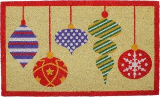 Northlight Tan Brown and Red Christmas Ornaments Coir Outdoor Doormat 18