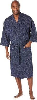 KingSize Men's Big & Tall Cotton Jersey Robe - Big - 5XL/6X, Heather Navy Blue