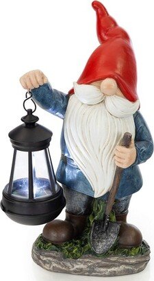 VP Home Earnest Garden Gnomes with Lantern Lawn Gnome Great Addition for Your Garden Solar Powered Light Garden