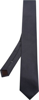 Geometric-Pattern Print Silk Tie-AB