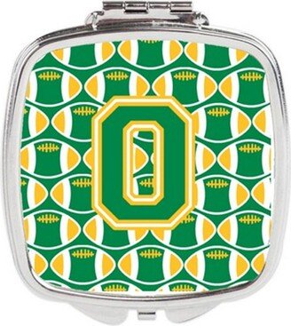 CJ1069-OSCM Letter O Football Green & Gold Compact Mirror