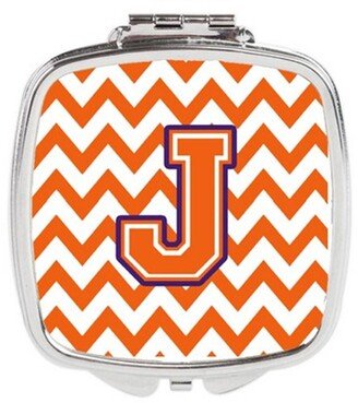 CJ1062-JSCM Letter J Chevron Orange & Regalia Compact Mirror