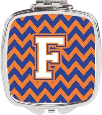 CJ1060-FSCM Letter F Chevron Blue & Orange No.3 Compact Mirror