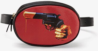 Red/Black Wears Toiletpaper Revolver Faux-leather Belt bag