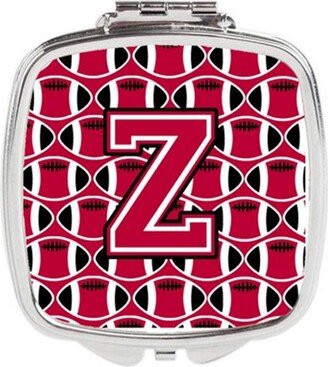 CJ1079-ZSCM Letter Z Football Crimson & White Compact Mirror