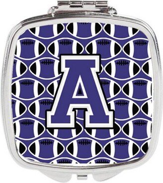 CJ1068-ASCM Letter A Football Purple & White Compact Mirror