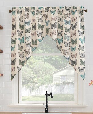 No. 918 Magdalena Crushed Voile Sheer Rod Pocket Kitchen Curtain Swag Pair, 56