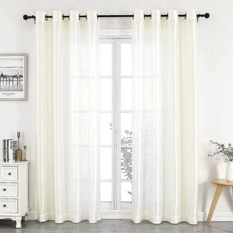 GoodGram Montauk Accents 2 Pack Ultra Luxurious Faux Silk Sheer Grommet Top Curtain Panels - 52 in. W x 84 in. L, Beige