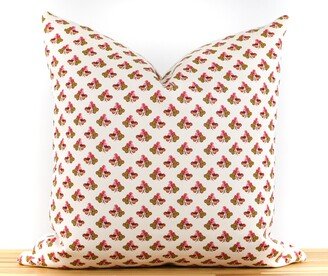 Dark Pink & Green Clover Pillow Cover, Floral Patterned Cover