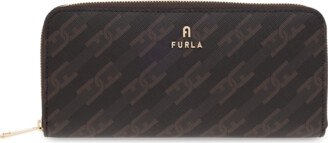 ‘Camelia’ Wallet With Logo - Brown