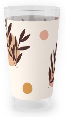 Outdoor Pint Glasses: Abstraction And Tropical Leaves - Light Outdoor Pint Glass, Beige