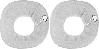 Unique Bargains Stretchable Thicker Toilet Seat Cover Pad Lid with Handle Bathroom Washable Reusable Light Gray 2 Pcs