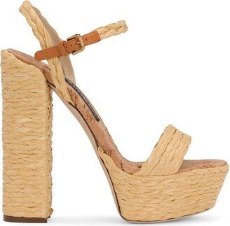 Woven Raffia Platform Sandals