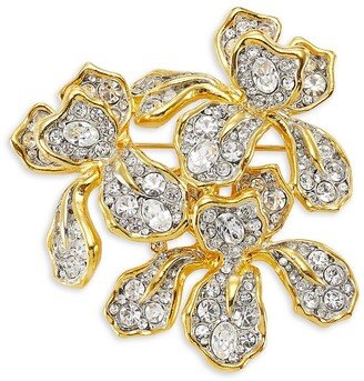 22K Goldplated Iris Pavé Flower Pin