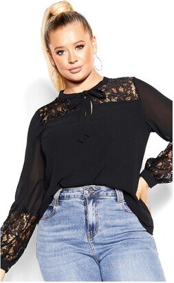 | Women's Plus Size Top Mysterious Lace - Black - 16W