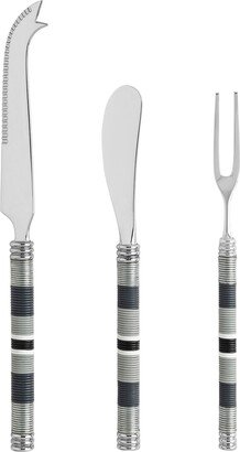 Jubilee Cheese Knife, Spreader and Fork Set - Black, Gray, White, Silver