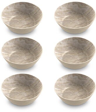 Melamine 7.5 Faux Real Desert Wood 6-Piece Low Bowl Set, 42 oz