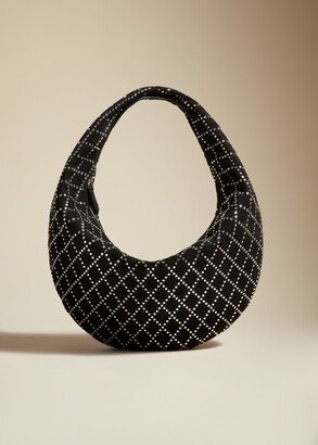 The Medium Olivia Hobo in Black with Lozenge Crystals