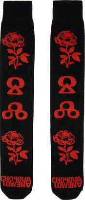 Black Symbol Rose Socks