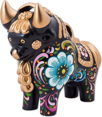 Handmade Big Colorful Pucara Bull Ceramic figurine