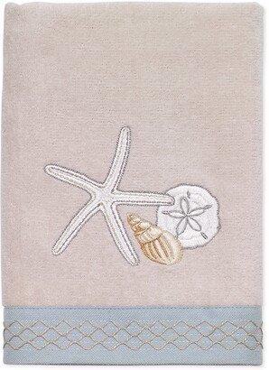 Seaglass Embroidered Seashell Cotton Hand Towel, 16