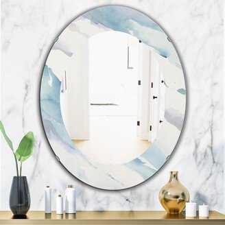 Designart 'Modern Abstract Drift' Printed Traditional Oval or Round Wall Mirror - Grey