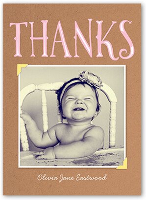 Thank You Cards: Big Thanks Frame Thank You Card, Pink, Luxe Double-Thick Cardstock, Square