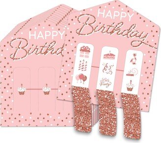 Big Dot Of Happiness Pink Rose Gold Birthday - Party Game Cards - Pull Tabs 3-in-a-Row - 12 Ct