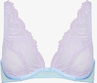 Womens Lilac Aerin Plunge-neck Stretch Recycled-polyester bra