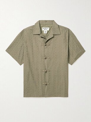 Merely Made Camp-Collar Lace-Trimmed Cotton-Voile Shirt