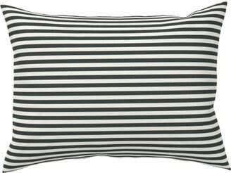 Pillows: Stripe - Black And Cream Pillow, Woven, White, 12X16, Double Sided, Black