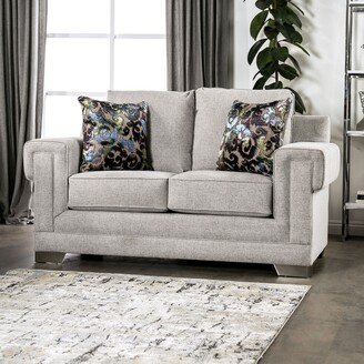 Grett Transitional Grey Wood Padded Loveseat