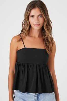 Women's Flounce Babydoll Cami in Black Small