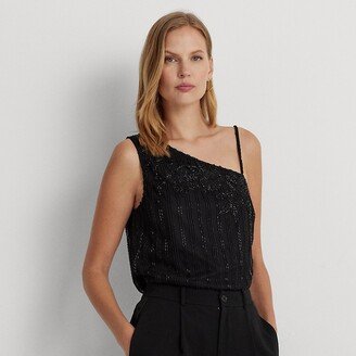 Ralph Lauren Beaded Mesh One-Shoulder Camisole