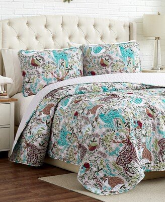 Christmas Woodland Oversized 3 Piece Quilt Set, Full/Queen