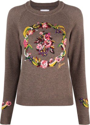 Floral Intarsia-Knit Cashmere Jumper