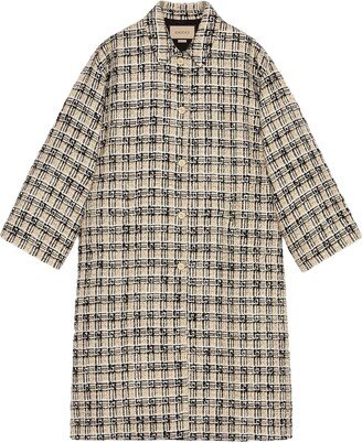 Square G check tweed midi coat