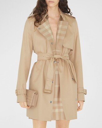 Sandridge Check-Lined Belted Short Trench Coat