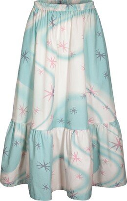 Manimekala Organic Cotton Midi Skirt In Blue Star Print