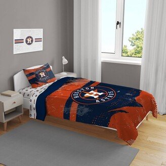 MLB Houston Astros Slanted Stripe Twin Bedding Set in a Bag - 4pc