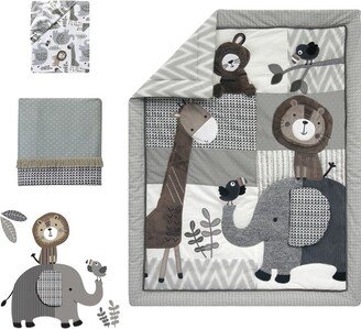 Urban Jungle 4-Piece Crib Bedding Set - Gray, Brown, White, Jungle