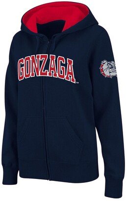 Women's Stadium Athletic Navy Gonzaga Bulldogs Arched Name Full-Zip Hoodie