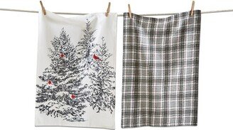 tagltd Winter Sketches Tree Dishtowel Set Of 2