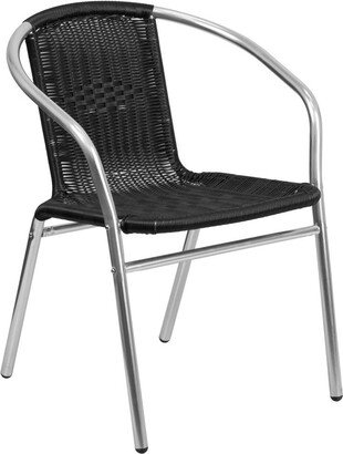 Emma+oliver Commercial Aluminum/Rattan Restaurant Dining Stack Chair