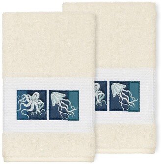 Ava Embellished Hand Towel - Set of 2 - Cream