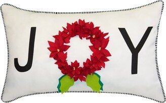 14x24 Oversized Holiday 'Joy' Lumbar Throw Pillow White - Edie@Home