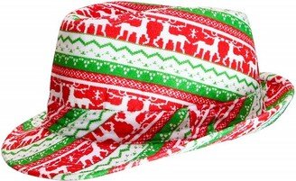 Skeleteen Adults Ugly Sweater Fedora Hat Costume Accessory - Red and Green